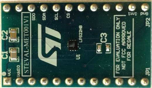 STEVAL-MET001V1, Adapter Evaluation Board designed to facilitate the evaluation of MEMS devices in the LPS22HB product family