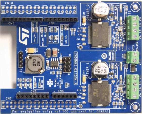 X-NUCLEO-IHM02A1, Expansion Board based on the L6470 Two axis stepper motor driver for STM32 Nucleo