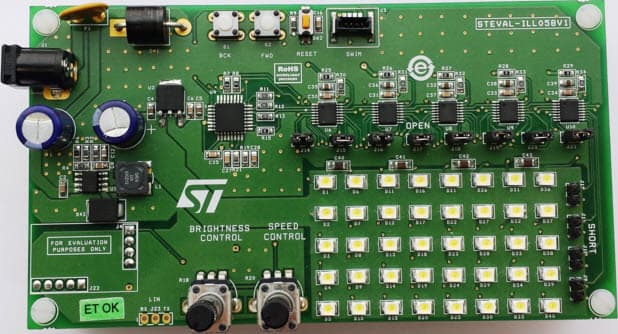 STEVAL-ILL058V1, Evaluation Board based on STAP08DP05 and STM8AF High brightness LED array driver with diagnostics for automotive applications