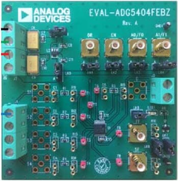 EVAL-ADG5404FEBZ, Evaluation Board for Evaluating the ADG5404F Fault Protection and Detection, 4-Channel Multiplexer