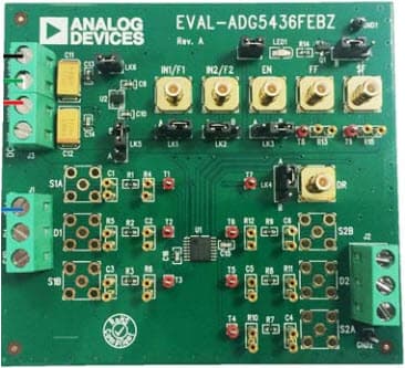 EVAL-ADG5436FEBZ, Evaluation Board for the ADG5436F Overvoltage Protected Dual SPDT Switch