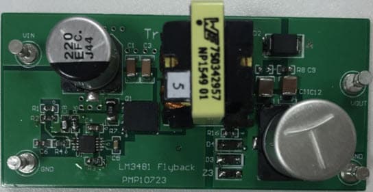 PMP10723, Isolated 53V/400mA Output Flyback Solution Reference Design Featuring the LM3481