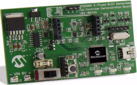 ADM00345, Demonstration Board for MTD6505 3-Phase BLDC Sensorless Fan Controller