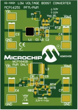 ADM00458, Evaluation Board for MCP16251 and MCP1640B Synchronous Boost Converters