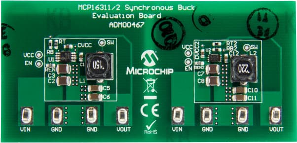 ADM00467, Evaluation Board for MCP16311/2 Synchronous Buck Converter