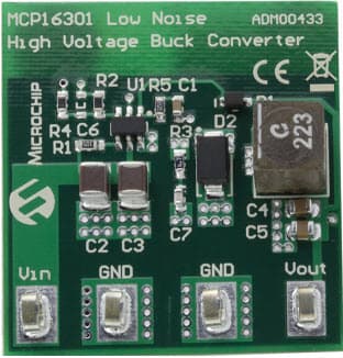 ADM00433, Evaluation Board for MCP16301 High-performance Low-Noise 5V Output Buck Converter