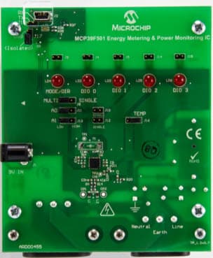 ARD00455, Demonstration Board for MCP39F501 Energy Metering/Power Monitoring