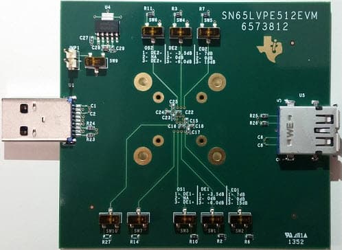 SN65LVPE512EVM, Evaluation Module for SN65VLPE512 Dual Channel, Single Lane USB-3.0 Redriver and Signal Conditioner