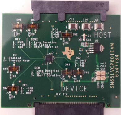 SN75LVCP601EVM, Evaluation Module for LVCP601 2-Channel SATA 6Gbps Redriver/Equalizer