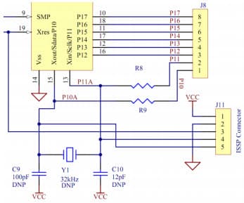 PSoC1 - 32.768-kHz External Crystal Oscillator Application Circuit Using the CY3210 Kit