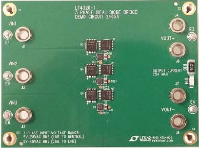 DC2465A, Demo Board Using LT4320IDD-1 3-Phase Ideal Diode Bridge Rectifier