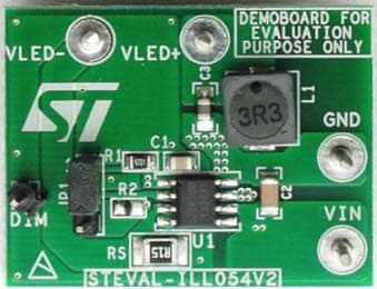 STEVAL-ILL054V2, Evaluation Board based on LED2001 4A HB LED driver with dimming function in an HSOP8 package