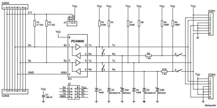 OM6293, Demonstration Board Using PCA9600 Signal Buffer and Repeater