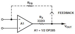 Typical Application Circuit for OP285GSR Recommended Output Short-Circuit Protection