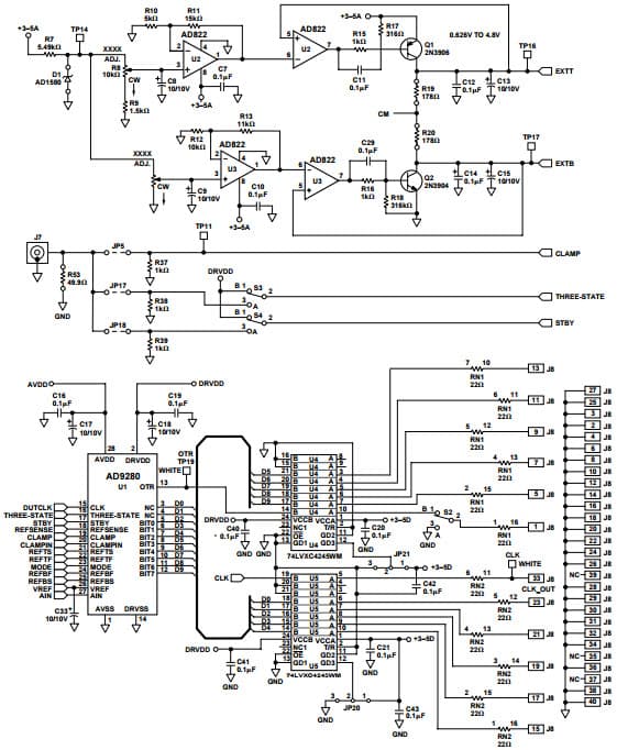 AD9280-EB, Evaluation Board for Evaluating the AD9280 8-Bit, 32 MSPS Analog to Digital Converter