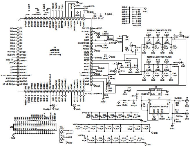 AD9852/PCBZ, Evaluation Board for Evaluating the AD9852 300-MSPS DDS Digital Synthesizer