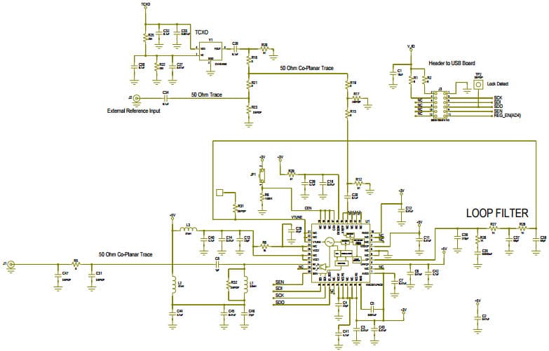 127831-HMC831LP6CE, Evaluation Board for Evaluating the HMC831LP6CE PLL Clock Generator