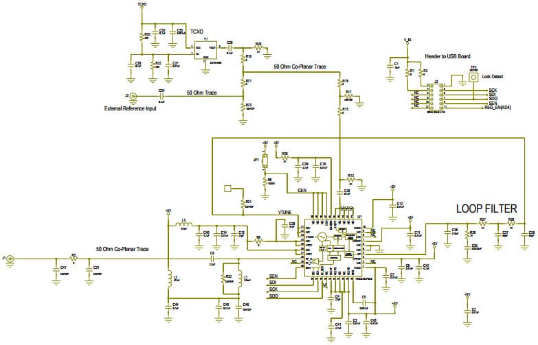 128157-HMC820LP6CE, Evaluation Board for Evaluating the HMC820LP6CE PLL Clock Generator