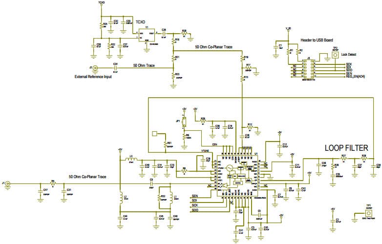 129514-HMC839LP6CE, Evaluation Board for Evaluating the HMC839LP6CE PLL Clock Generator