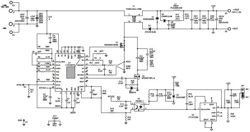 DC2306A, Demo Board based on LT3753 Active Clamp Forward Converter