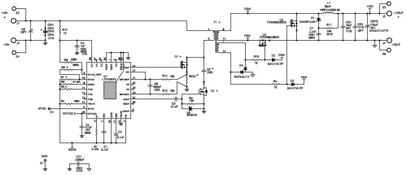 DC2324A-C, Demo Board based on LT3753 Active Clamp Forward Converter with Synchronous Rectification