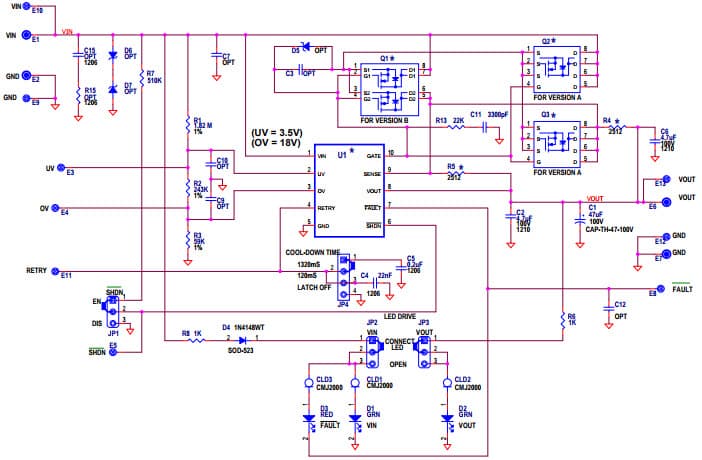 DC2418A-B, Demo Board based on LTC4368-2 UV, OV, OC and Reverse Supply Protection with -3mV Reverse ECB