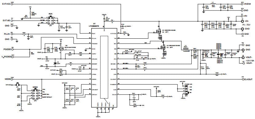 DC2447A, Demo Board based on LTC3896 High Voltage, Low IQ, Synchronous Inverting DC/DC Controller