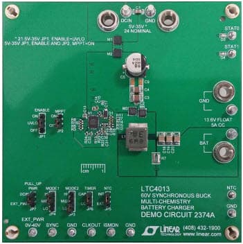 DC2374A, Demo Board based on LTC4013EUFD 60V Synchronous Buck Multi-Chemistry Battery Charger