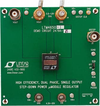 DC2479A-B, Demo Board based on LTM4650EY-1 Dual Phase Single 50A DC/DC Regulator