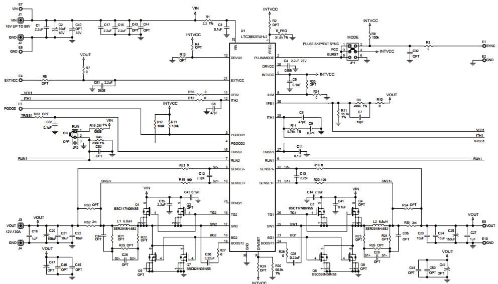 DC2493A, Demo Board based on LTC3892-2, 60V Low IQ Multiphase Synchronous Step-Down Converter