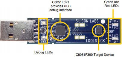 TOOLSTICK-EK, Evaluation Platform based on C8051F321 8051 MCU Daughter Cards, provides USB debug Interface