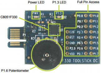 TOOLSTICK330DC, ToolStick-F330DC Evaluation Platform based on C8051F330 8051 MCU Daughter Cards