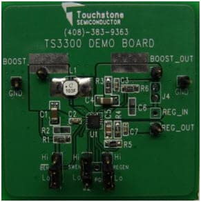 TS3300DB, Demo Board based on TS3300, 0.6 to 4.5 Vin, 1.8 to 5.25 Vout, 3.5 uA, Low Input Voltage, High-Efficiency Boost + LDO