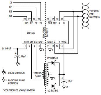 Isolated RS485 Transceiver Breaks Ground Loops