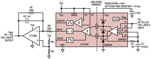 LTC1531 Isolated Comparator for Isolated voltage detect