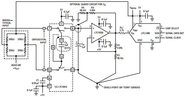 LTC2400 High Accuracy Differential to Single-Ended Converter for ±5V Supplies