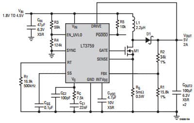 Wide Input Voltage Range Boost Controller Works Down to an Input Voltage of 1.6V