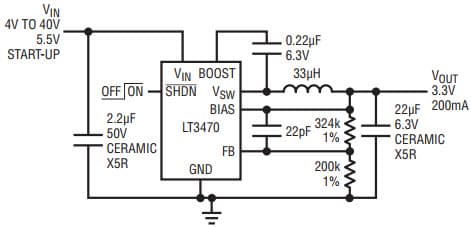 Typical 3.3V Output Applications for ThinSOT Micro-Power Buck Regulator Has Low Output Ripple