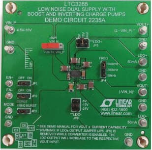 DC2235A, Demo Board based on LTC3265EDHC Low Noise Dual Supply with Boost and Inverting Charge Pumps