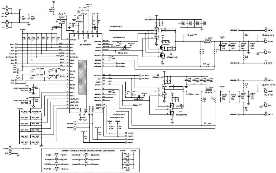 DC2283A, Demo Board based on LTC3884EUK Polyphase Single 160A Output Synchronous Buck Converter with Power System Management