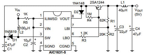 2-4 Cells to 5V Low Noise Power Supply Design for Portable Applications