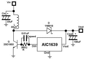 Tiny Step-Up DC/DC Converter Design for AIC1639 Portal Single Cell Applications