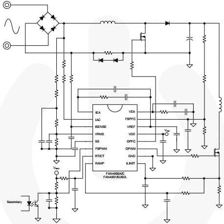 Application Current Mode Circuit based on FAN4800A/C, FAN4801/02/02L PFC/PWM Controller Combination