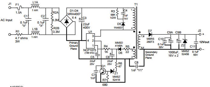 DN05036/D, 12V, Monolithic Off-line Power Supply With Primary Side Regulation (PSR) Design Note