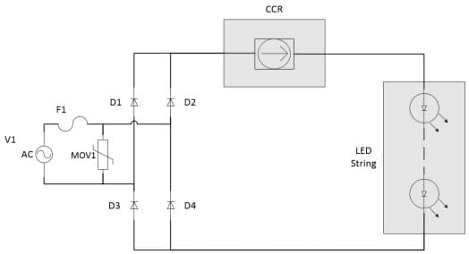 DN05079/D, 120 VAC & 230 VAC Direct-AC, Linear LED Driver Topology: CCR Straight Circuit (CCR-based LED Driver)