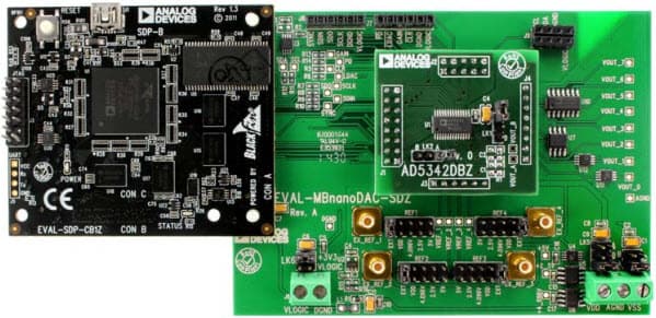 EVAL-AD5342DBZ, Evaluation Board for Evaluating the AD5342 12-Bit Dual-Channel Voltage Output Digital-to-Analog Converter (DAC)