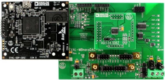 EVAL-AD5343DBZ, Evaluation Board for Evaluating the AD5343 12-Bit Dual-Channel Voltage Output Digital-to-Analog Converter (DAC)