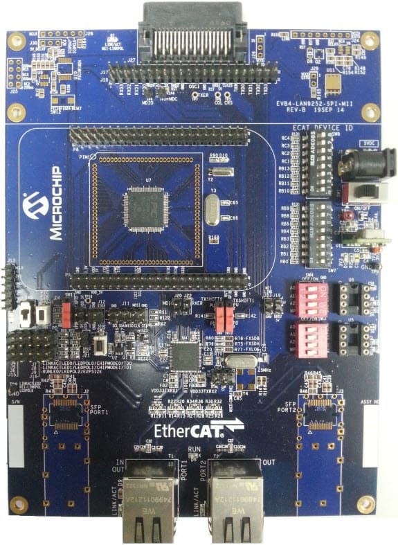 EVB-LAN9252-3PORT, Evaluation Kit with SPI PDI interface based on LAN9252 3-Port EtherCAT Slave controller