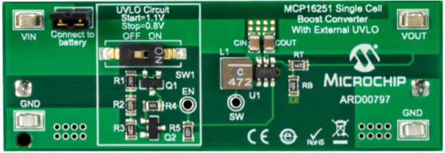 ARD00797, MCP16251 One-Cell Boost Converter with External UVLO Circuit Reference Design