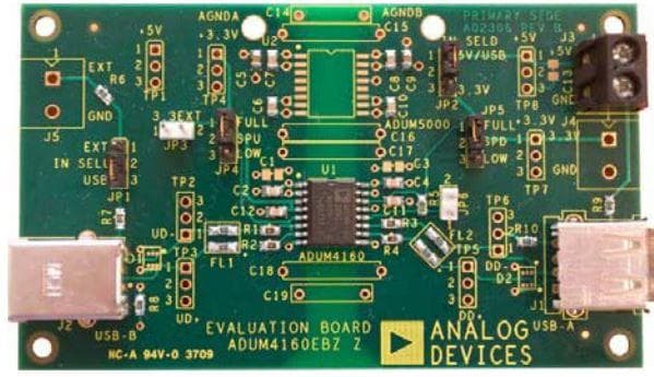 EVAL-ADUM4160EBZ, Evaluation Board for iCoupler ADuM4160/ADuM3160 USB Isolator